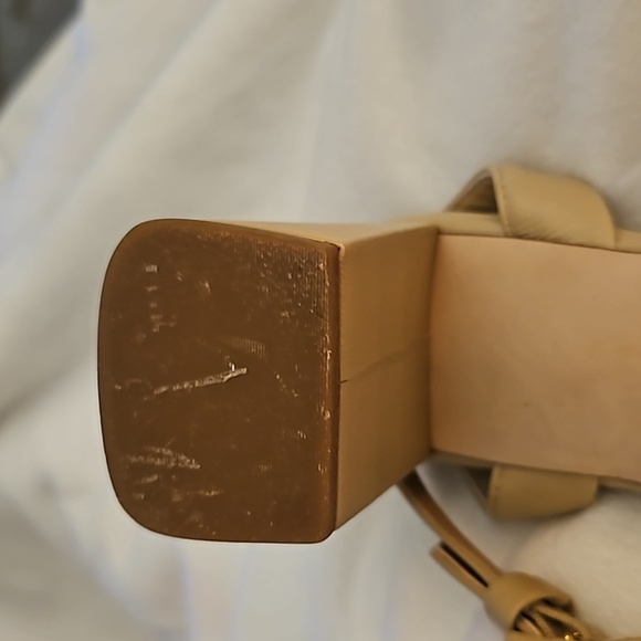 ANTONIO MELANI Gwyn Leather Beige Open Toe Strappy Block Platform Heel Sandals - Picture 9 of 14